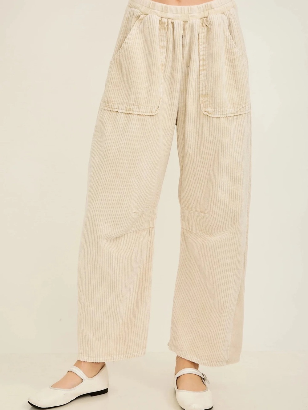 Urban Outfitters Cream Wide-Leg Corduroy Pants